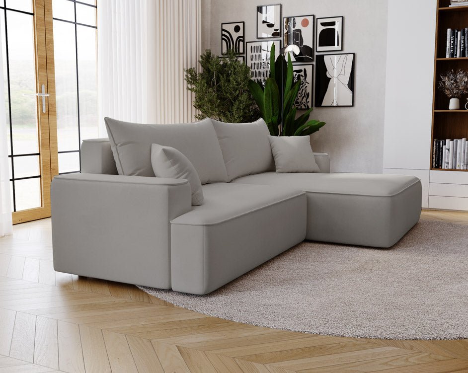 Designer Sofa Fresh in Samt mit Schlaffunktion und Stauraum