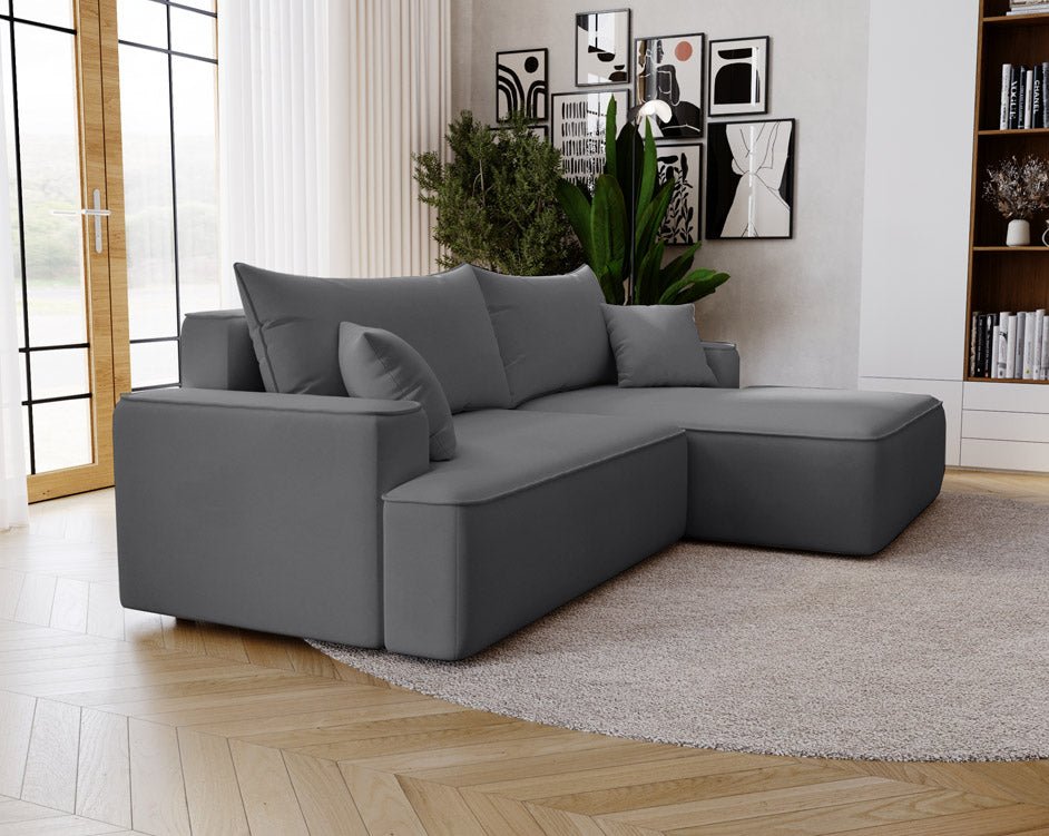 Designer Sofa Fresh in Samt mit Schlaffunktion und Stauraum