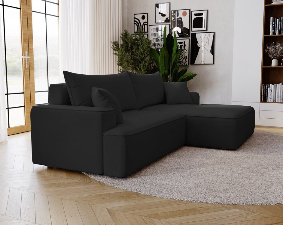 Designer Sofa Fresh in Samt mit Schlaffunktion und Stauraum