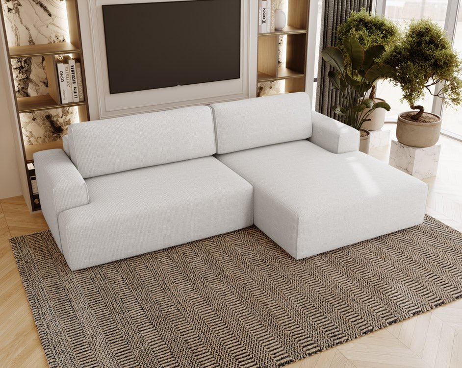 Designer Sofa Siena Bouclé mit Schlaffunktion und Stauraum