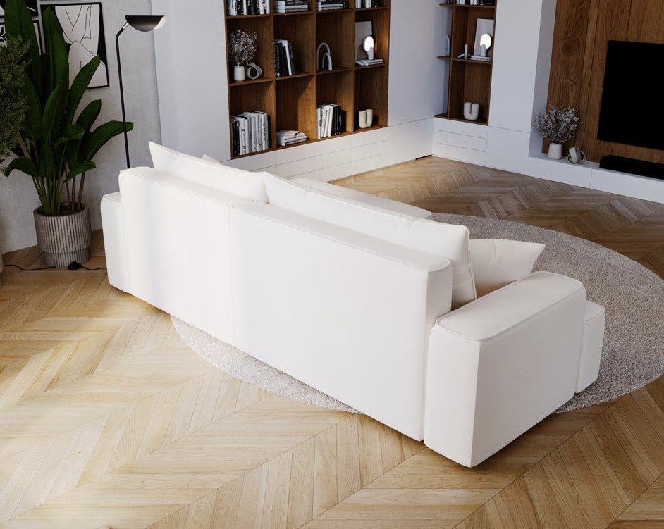 Designer Sofa Fresh in Samt mit Schlaffunktion und Stauraum