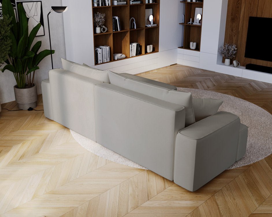 Designer Sofa Fresh in Samt mit Schlaffunktion und Stauraum