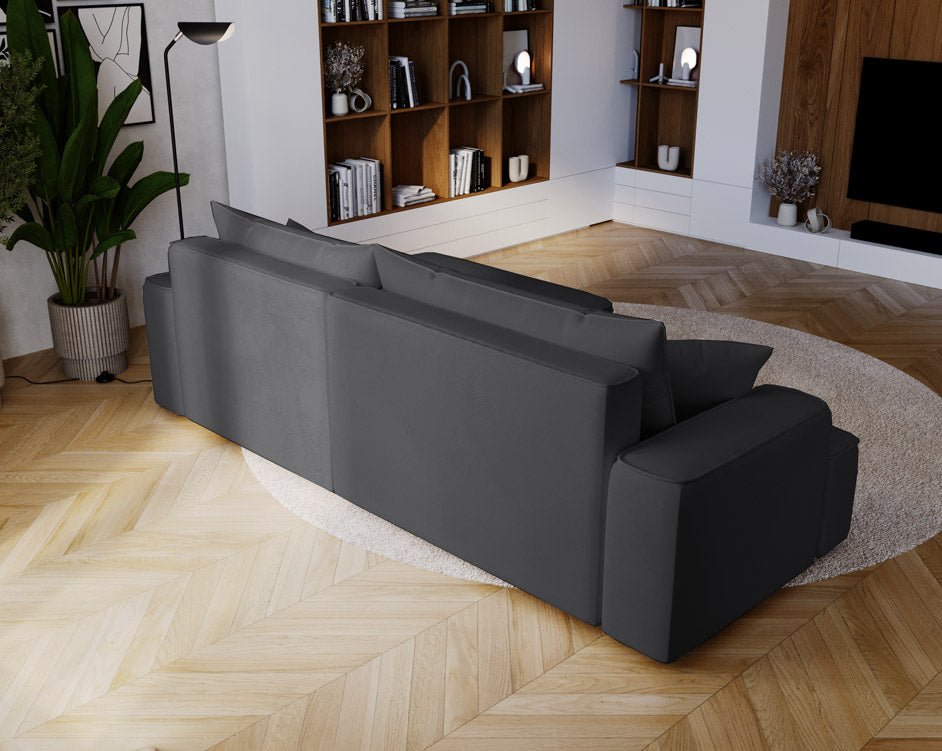 Designer Sofa Fresh in Samt mit Schlaffunktion und Stauraum