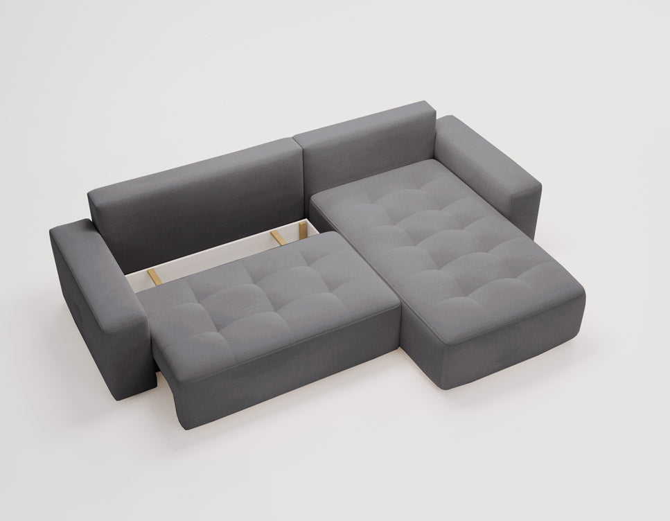 Designer Sofa Nordic Samt mit Schlaffunktion und Stauraum