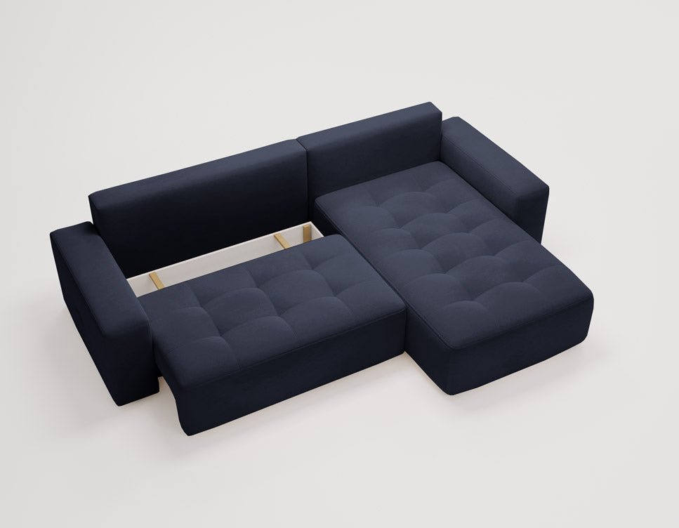 Designer Sofa Nordic Samt mit Schlaffunktion und Stauraum