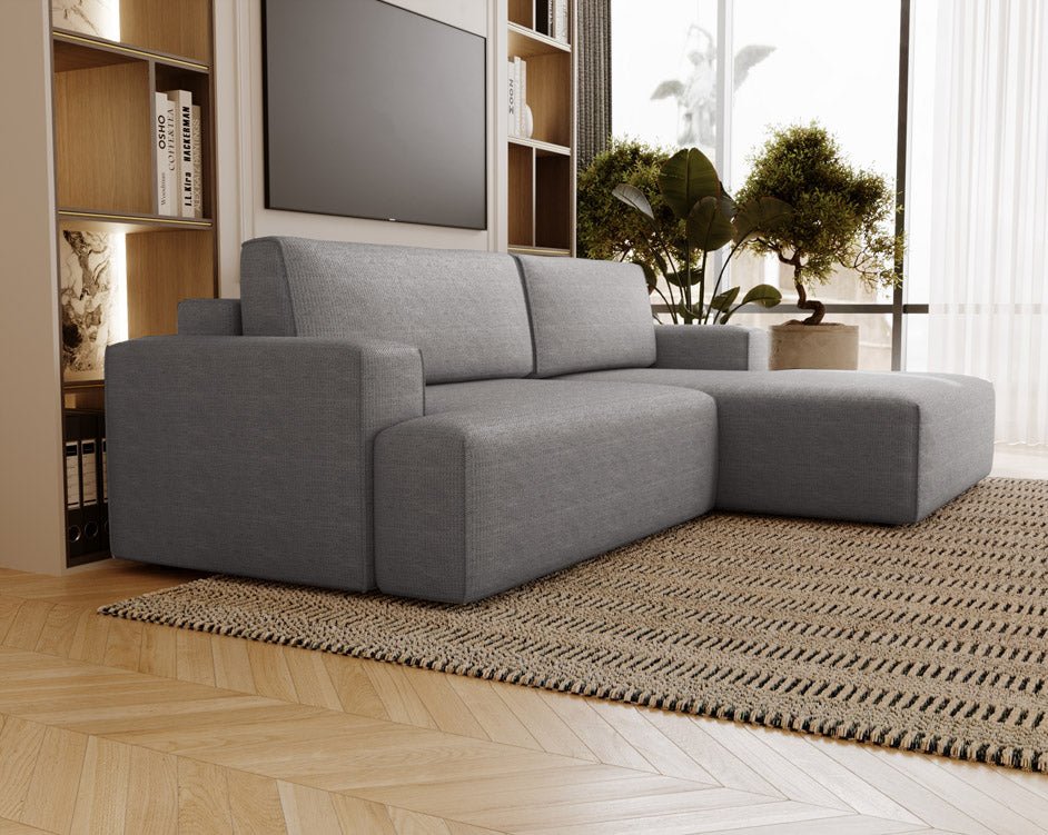 Designer Sofa Siena Bouclé mit Schlaffunktion und Stauraum