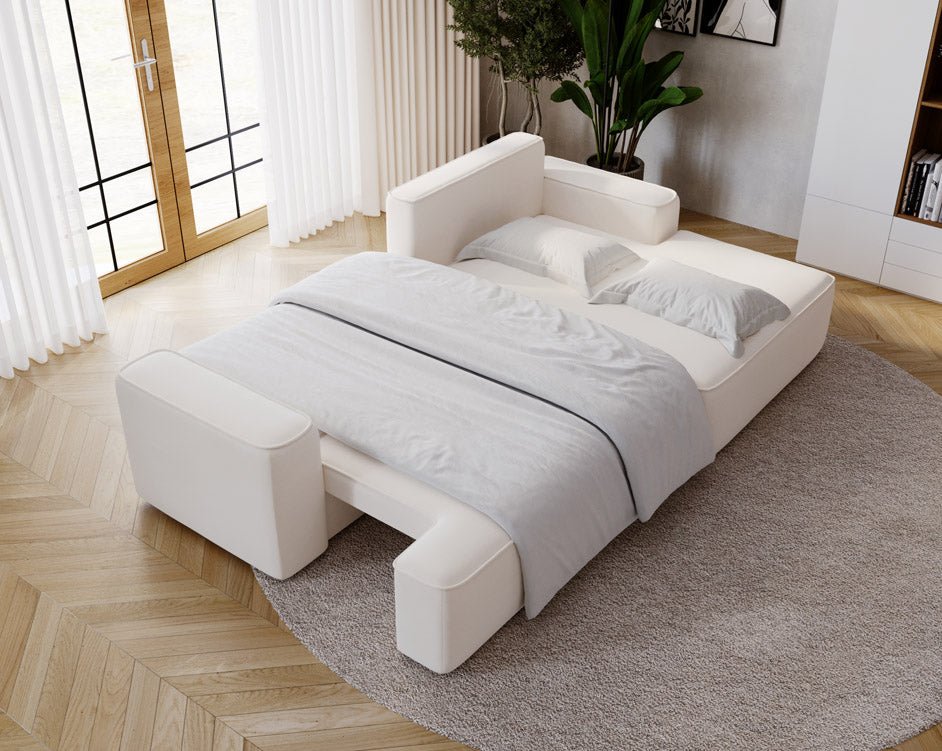 Designer Sofa Fresh in Samt mit Schlaffunktion und Stauraum