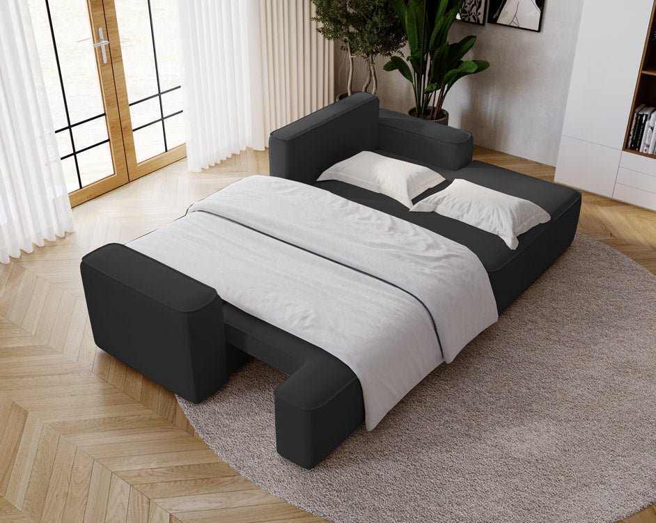 Designer Sofa Fresh in Samt mit Schlaffunktion und Stauraum