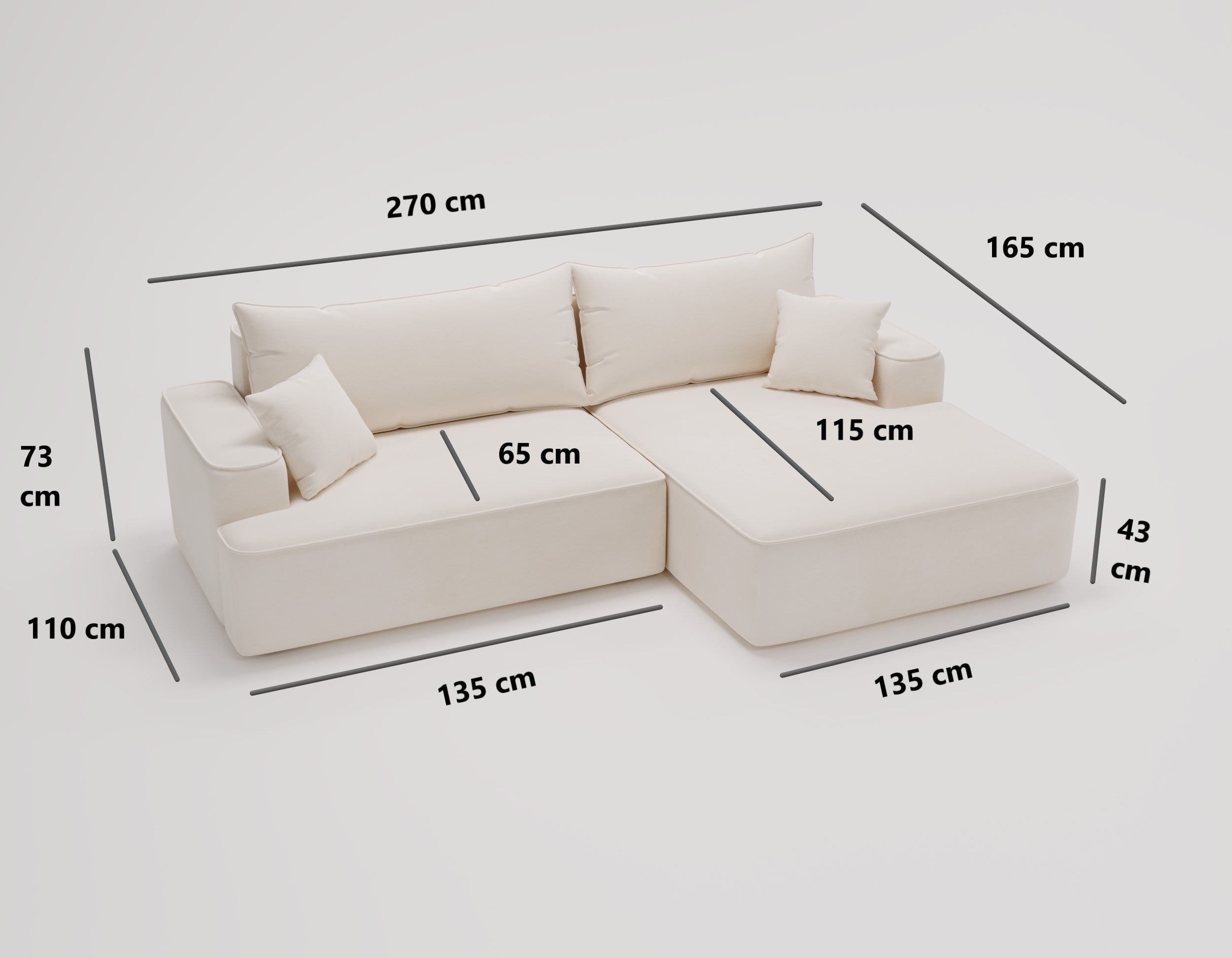 Designer Sofa Fresh in Samt mit Schlaffunktion und Stauraum