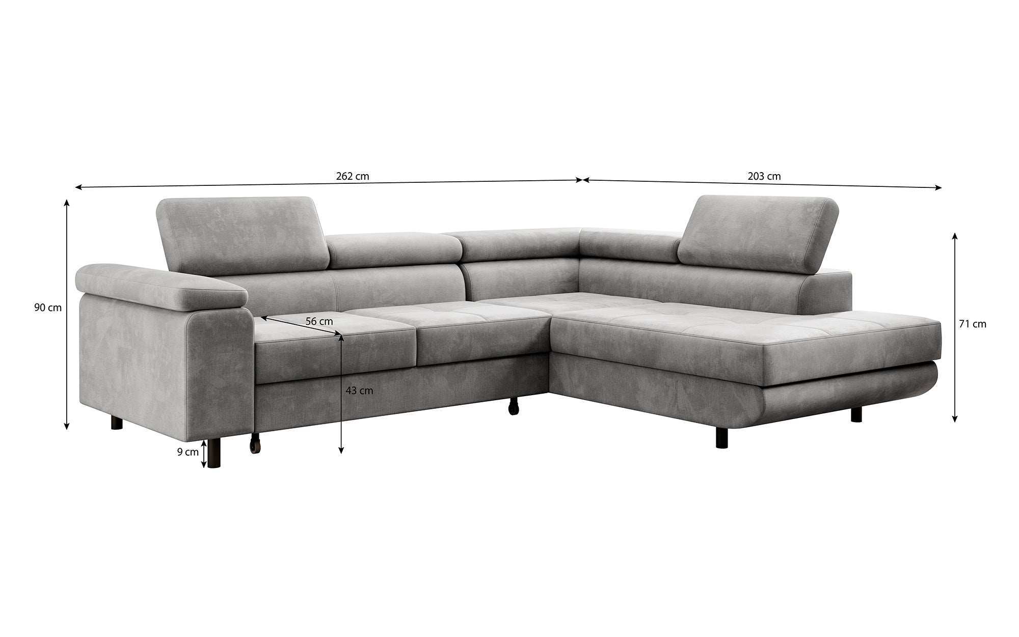 Designer Sofa Costa mit Schlaf- und Klappfunktion aus Samt