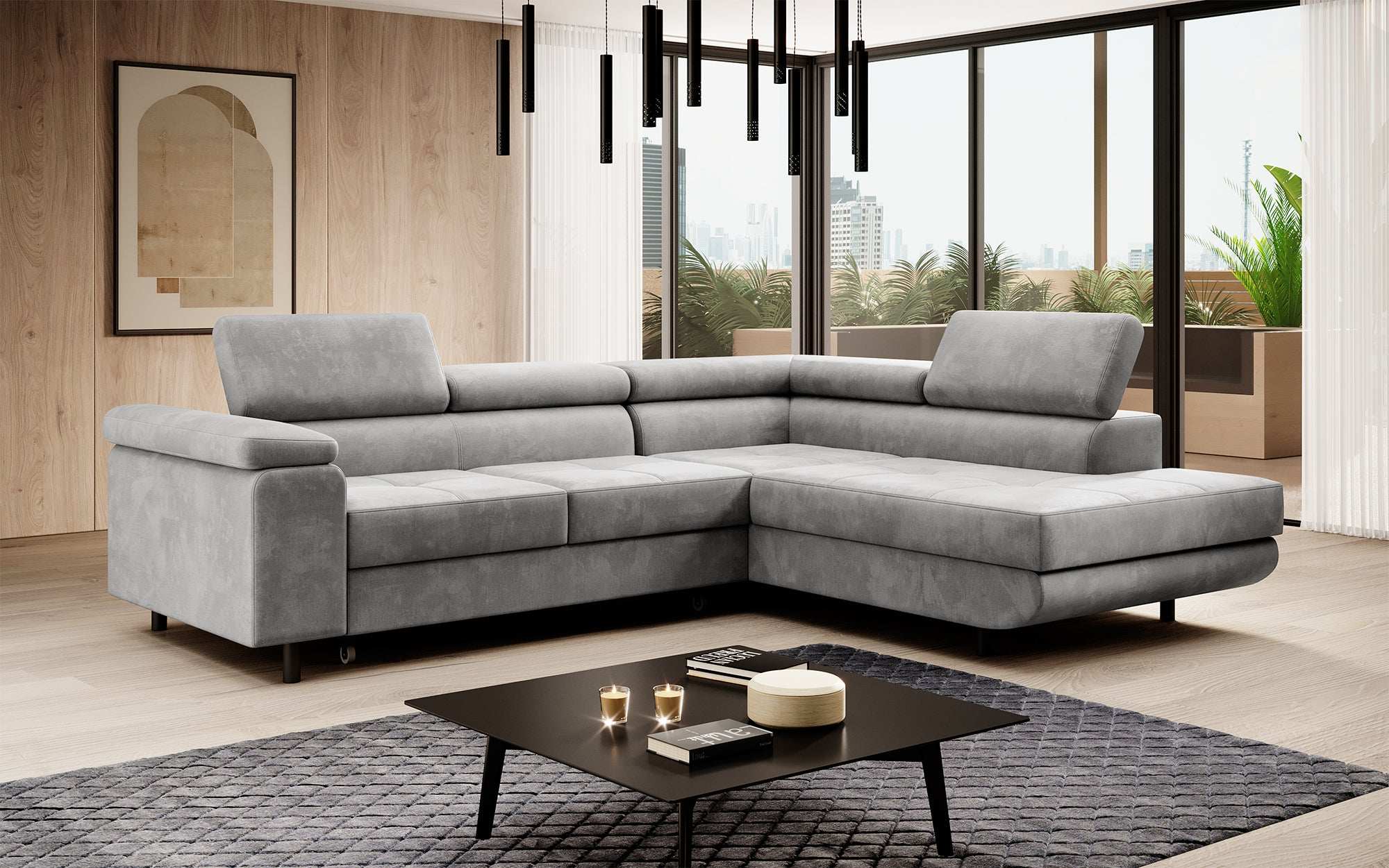 Designer Sofa Costa mit Schlaf- und Klappfunktion aus Samt