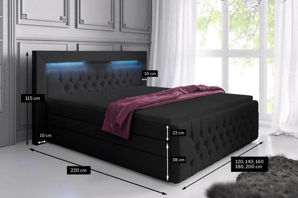 Boxspringbett Sonno mit RGB, USB und Stauraum