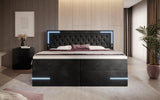 Boxspringbett Carlotta mit LED, Stauraum und USB (Samt) - Luxusbetten24