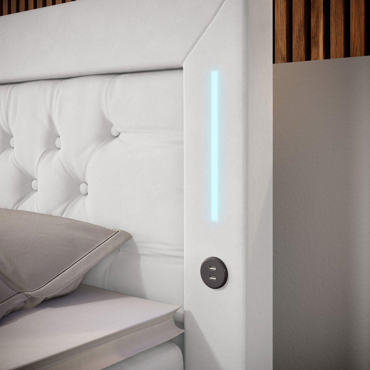Boxspringbett Charme mit LED, USB und Stauraum (4 Schubladen) - Luxusbetten24