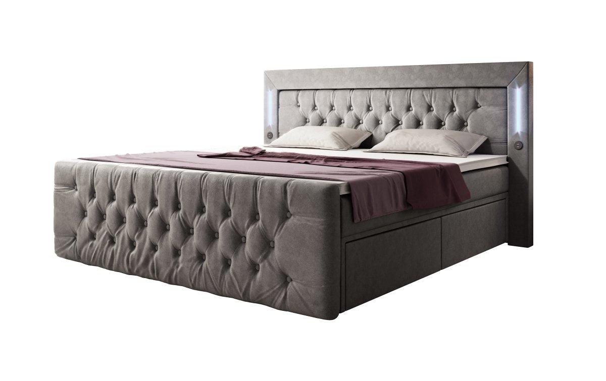 Boxspringbett Charme mit LED, USB und Stauraum (4 Schubladen) - Luxusbetten24