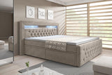 Boxspringbett Menzogna mit LED und Stauraum (2 Schubladen) - Luxusbetten24