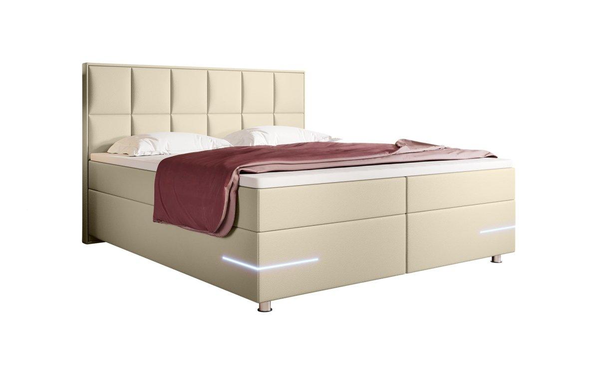 Boxspringbett Milano mit LED (Kunstleder) - Luxusbetten24