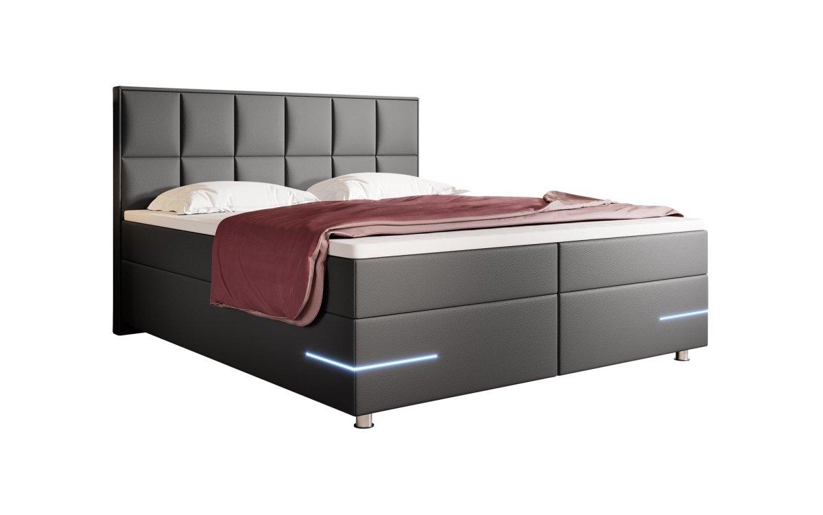 Boxspringbett Milano mit LED (Kunstleder) - Luxusbetten24
