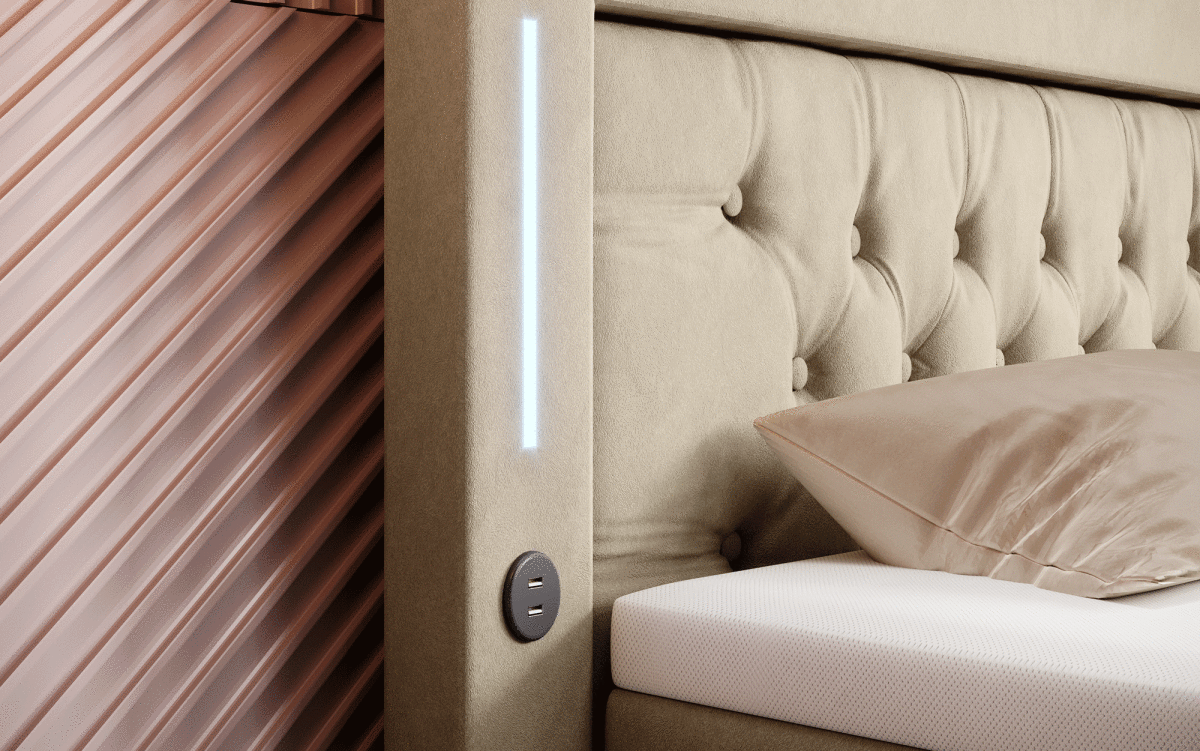 Boxspringbett Paradise mit LED und Füßen - Luxusbetten24