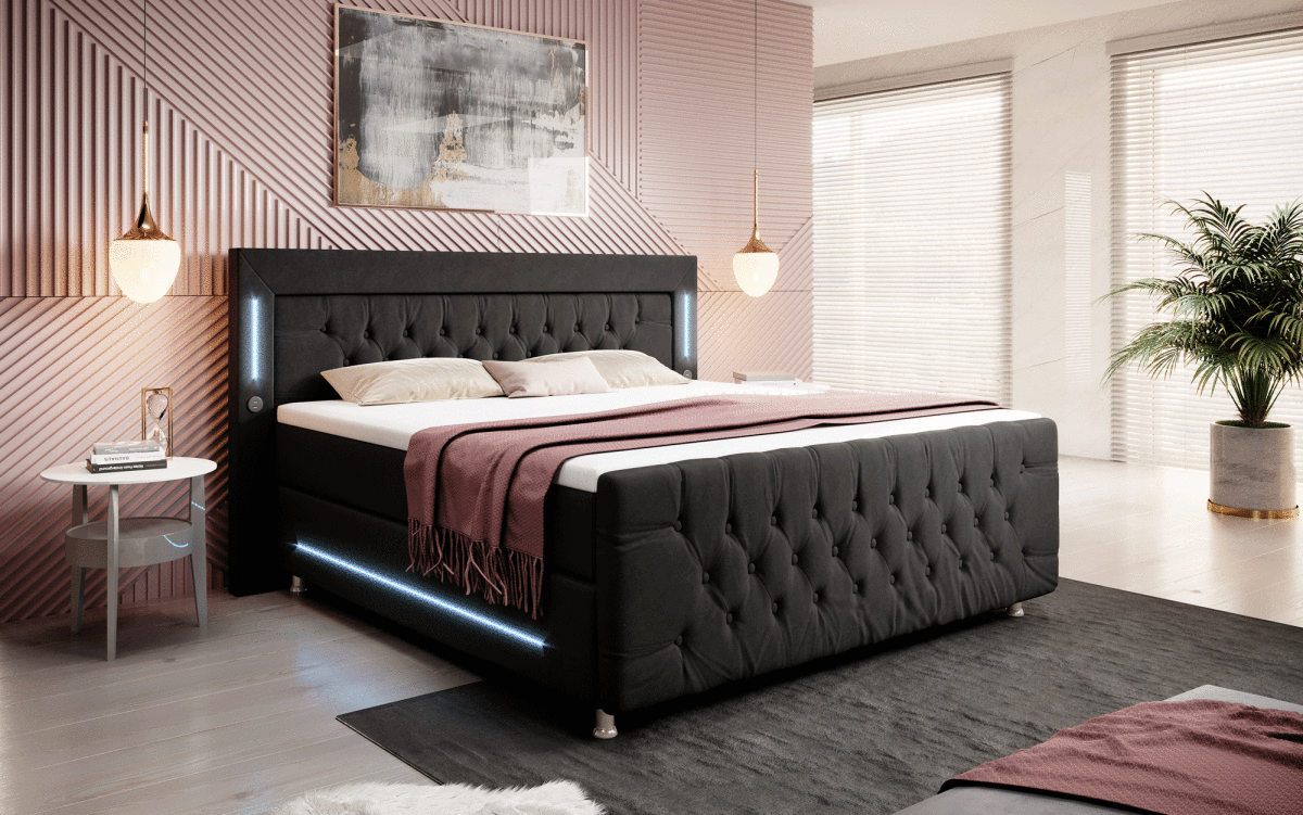 Boxspringbett Paradise mit LED und Füßen - Luxusbetten24