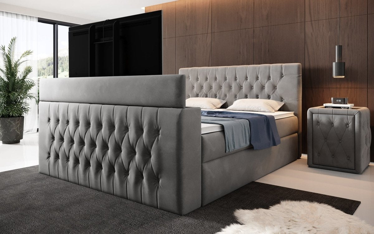 Boxspringbett Velano mit TV Lift und Stauraum - Luxusbetten24