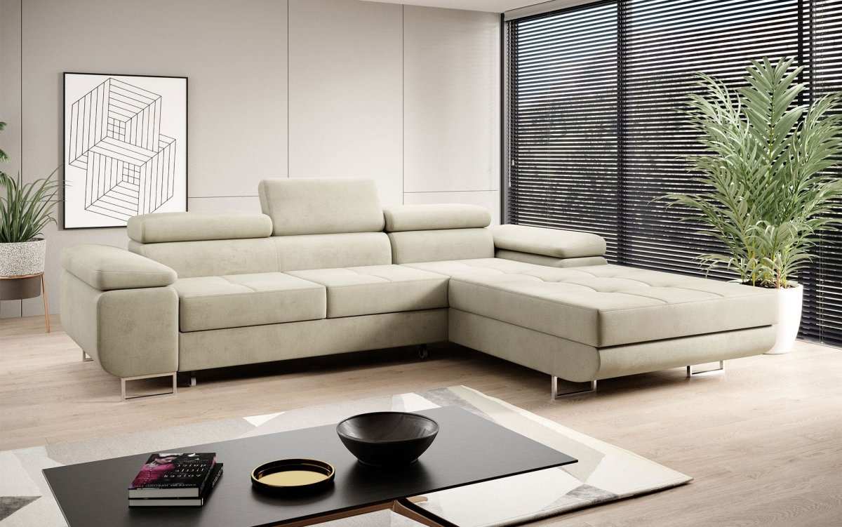 Designer Sofa Alonzo mit Schlaf- und Klappfunktion (Samt) - Luxusbetten24
