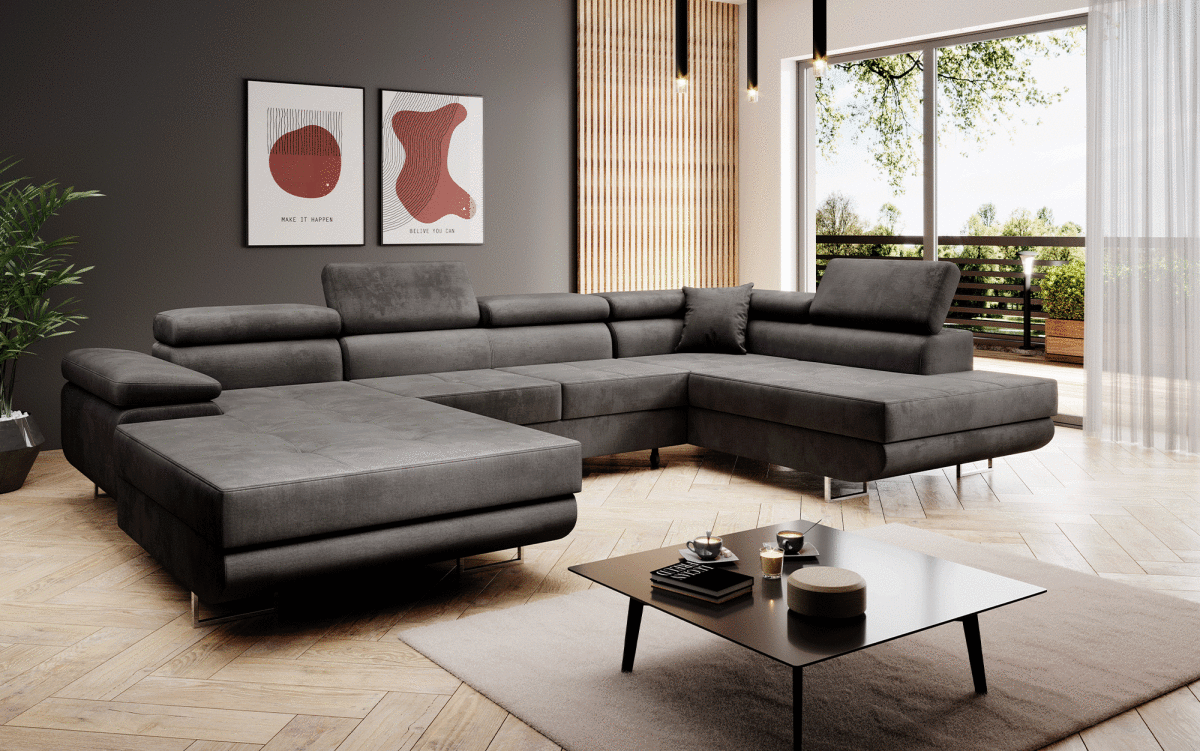 Designer Sofa Lago mit Schlaf - und Klappfunktion (Samt) - Luxusbetten24