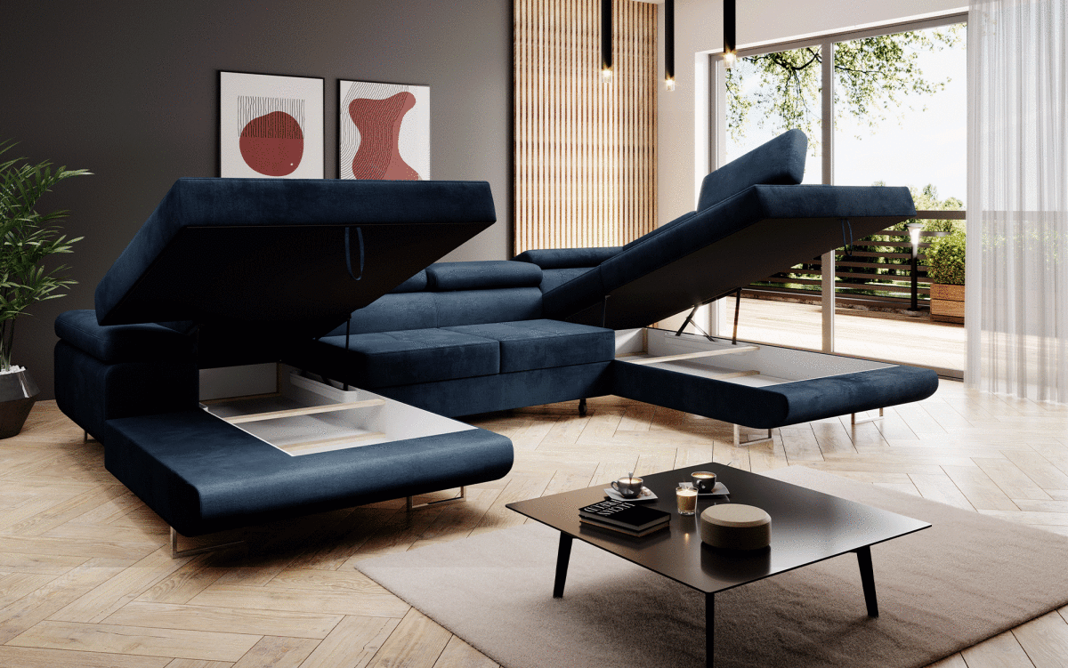 Designer Sofa Lago mit Schlaf - und Klappfunktion (Samt) - Luxusbetten24