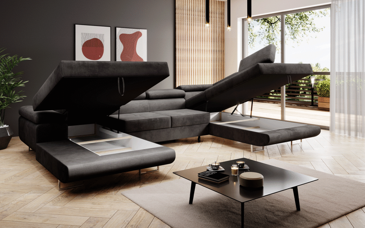 Designer Sofa Lago mit Schlaf - und Klappfunktion (Samt) - Luxusbetten24