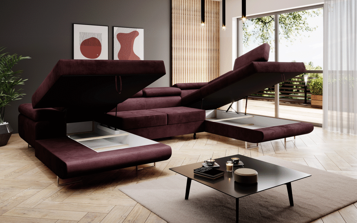 Designer Sofa Lago mit Schlaf - und Klappfunktion (Samt) - Luxusbetten24