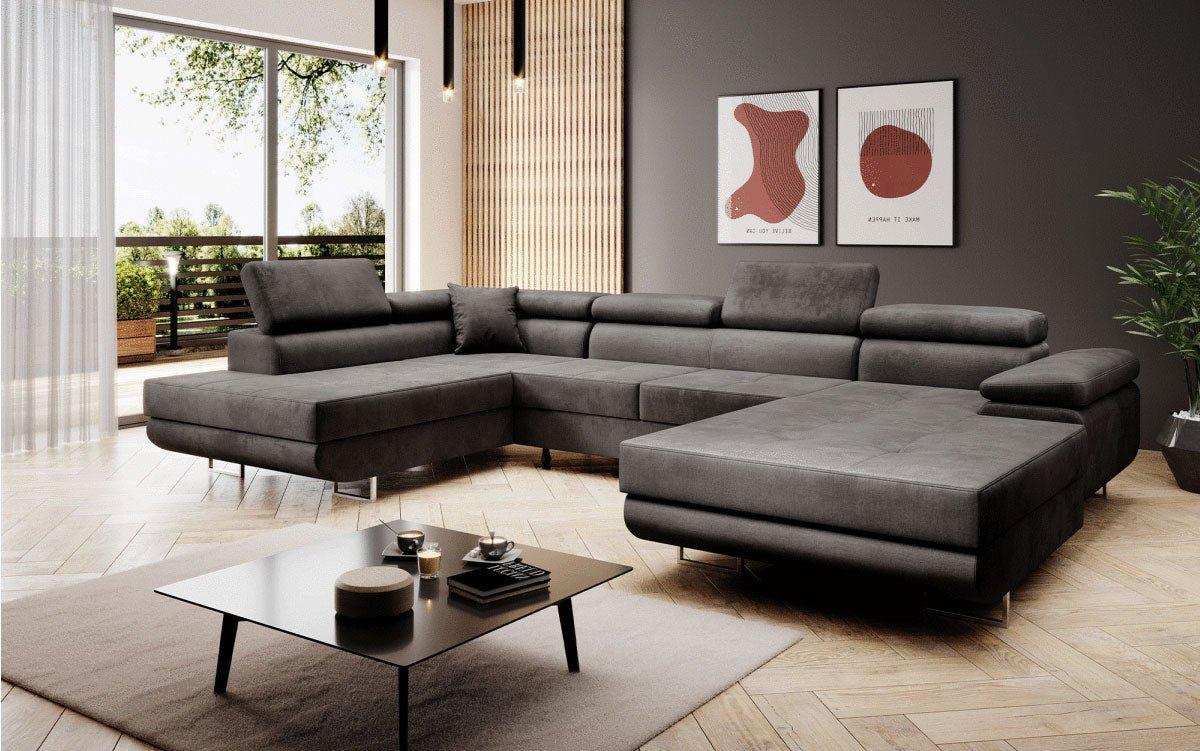 Designer Sofa Lago mit Schlaf - und Klappfunktion (Samt) - Luxusbetten24