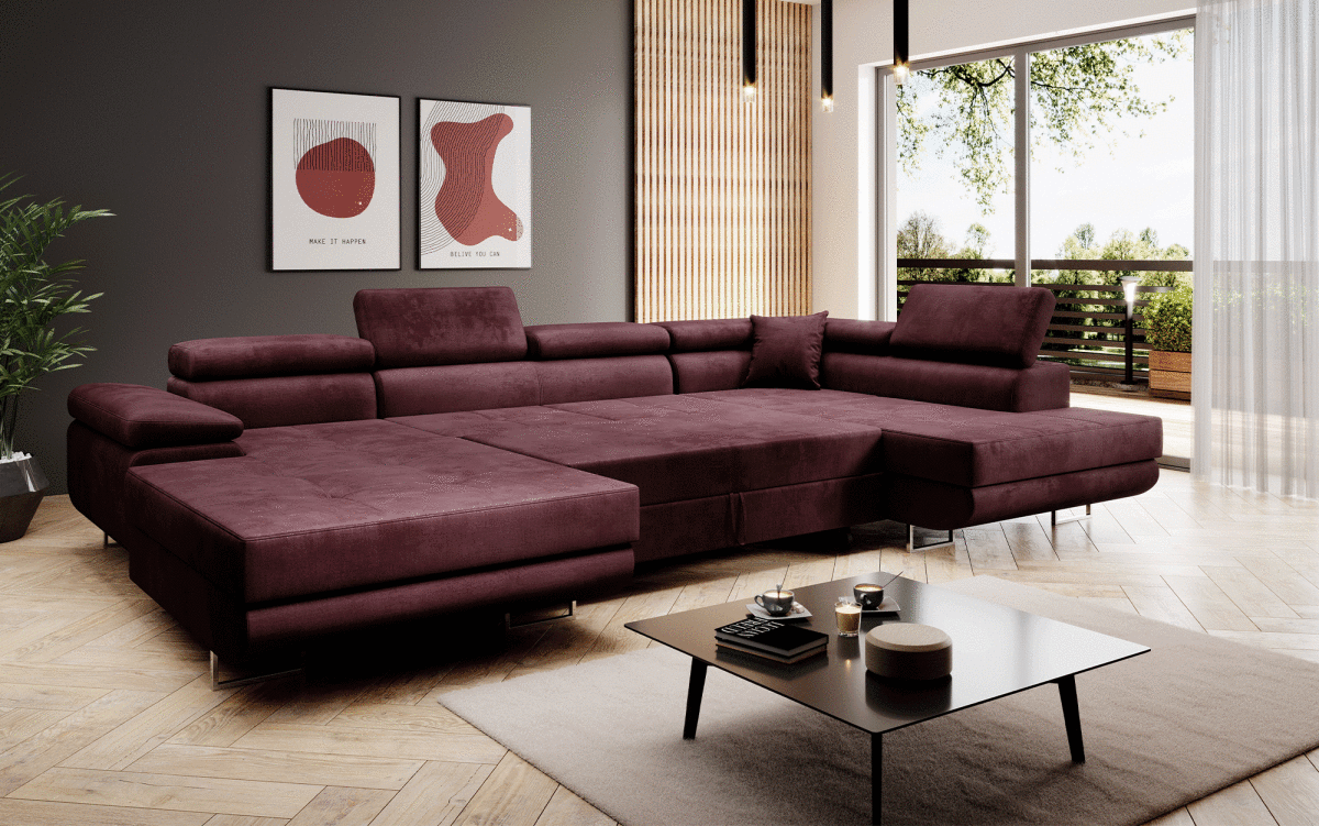 Designer Sofa Lago mit Schlaf - und Klappfunktion (Samt) - Luxusbetten24