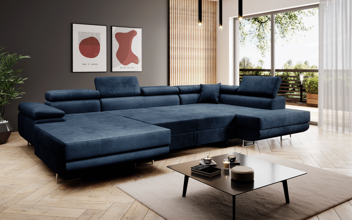 Designer Sofa Lago mit Schlaf - und Klappfunktion (Samt) - Luxusbetten24