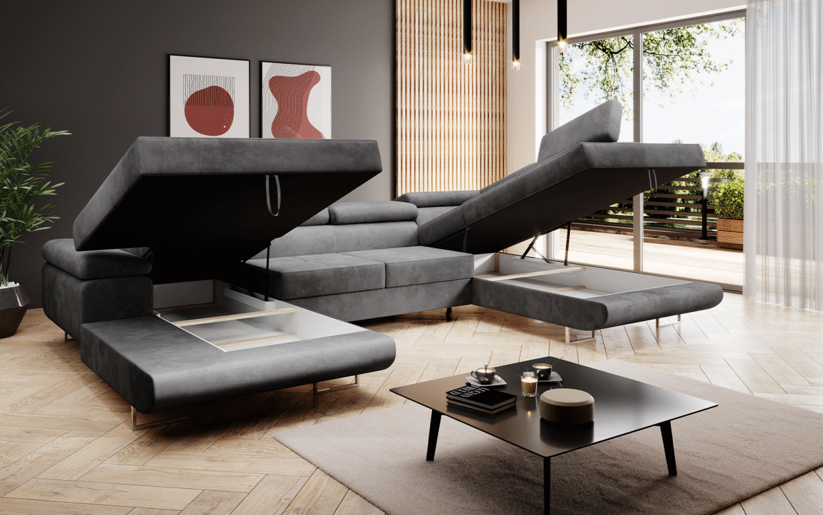 Designer Sofa Lago mit Schlaf - und Klappfunktion (Samt) - Luxusbetten24