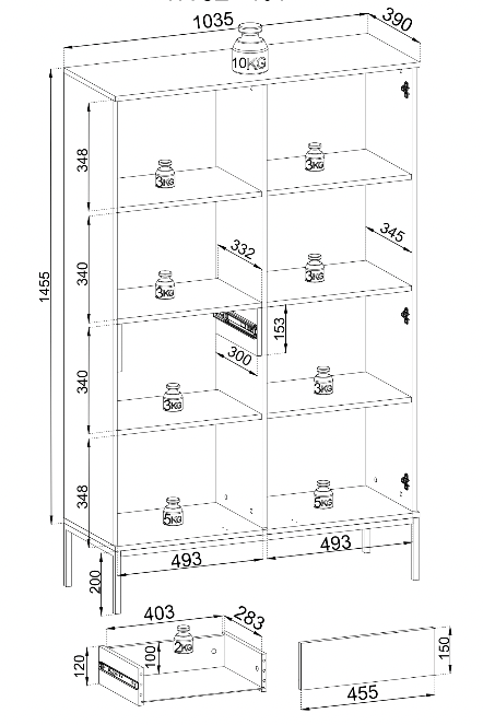 Designer Vitrine Nayra II inkl. LED - Luxusbetten24