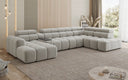 Designer sofa living area Mia with electric seat extension in chenille