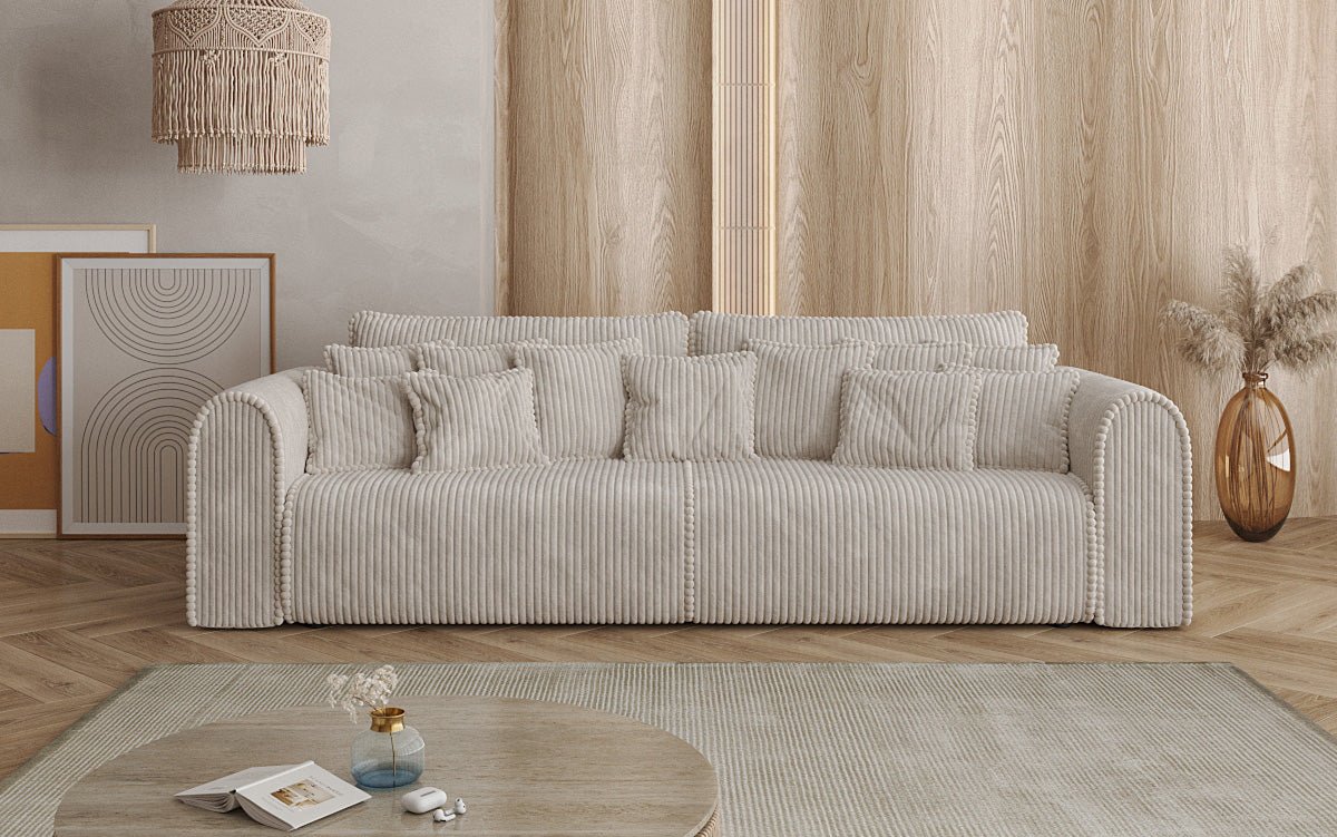 Designer Sofa Big Buddy 3-Seater with Sleeping Function and Storage in Wide Corduroy