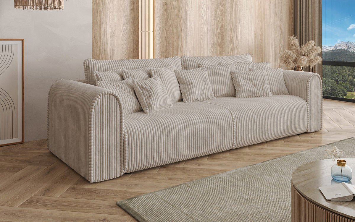 Designer Sofa Big Buddy 3-Seater with Sleeping Function and Storage in Wide Corduroy