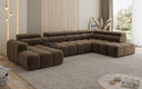 Designer sofa living area Mia with electric seat extension in chenille