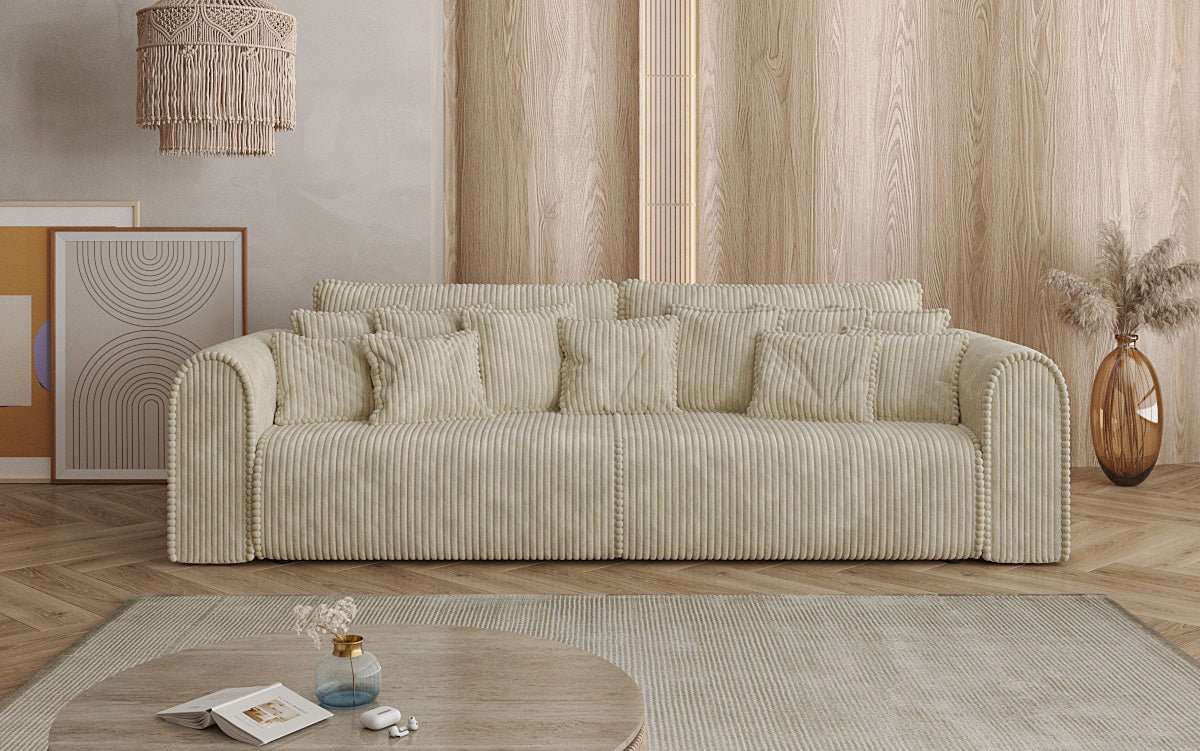 Designer Sofa Big Buddy 3-Seater with Sleeping Function and Storage in Wide Corduroy