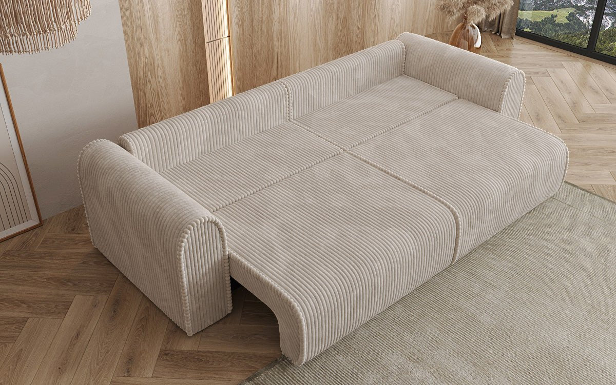 Designer Sofa Big Buddy 3-Seater with Sleeping Function and Storage in Wide Corduroy