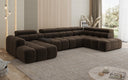 Designer sofa living area Mia with electric seat extension in chenille
