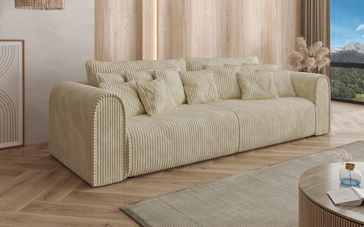 Designer Sofa Big Buddy 3-Seater with Sleeping Function and Storage in Wide Corduroy