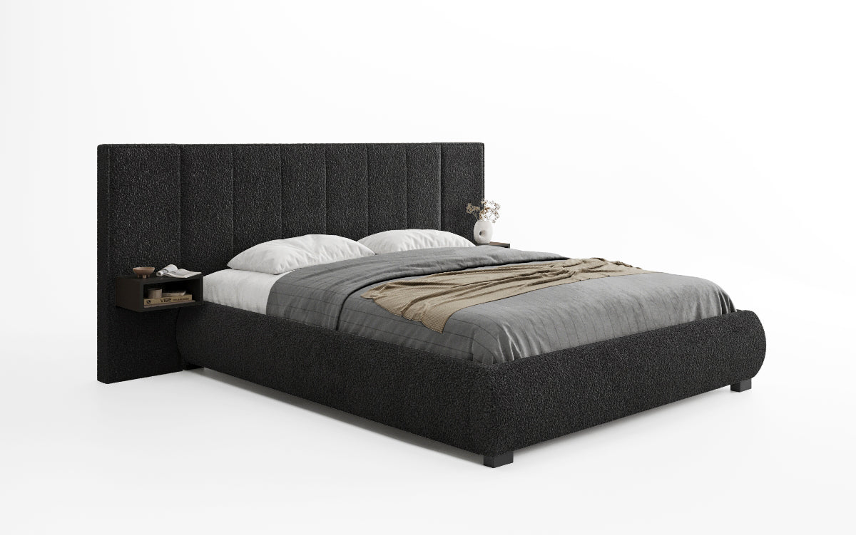 Designer Upholstered Bed Elvara in Bouclé with Storage