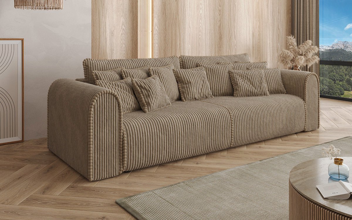 Designer Sofa Big Buddy 3-Seater with Sleeping Function and Storage in Wide Corduroy