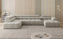 Designer sofa living area Mia with electric seat extension in chenille