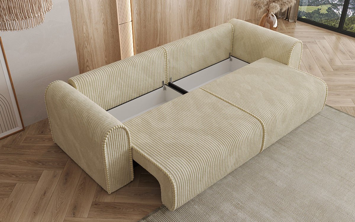 Designer Sofa Big Buddy 3-Seater with Sleeping Function and Storage in Wide Corduroy