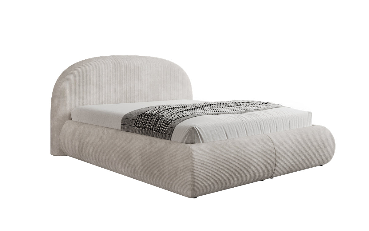 Designer upholstered bed Loop in Corduroy with storage space