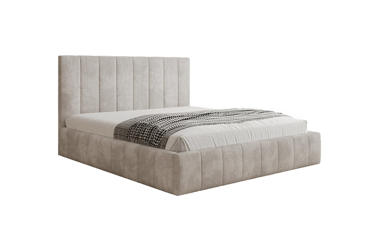 Designer upholstered bed Maja in Corduroy with storage