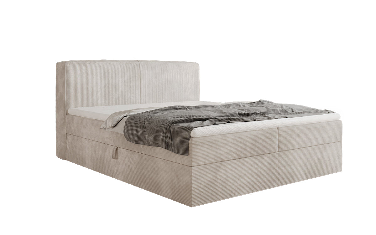 Box spring bed Marea in Corduroy with storage space